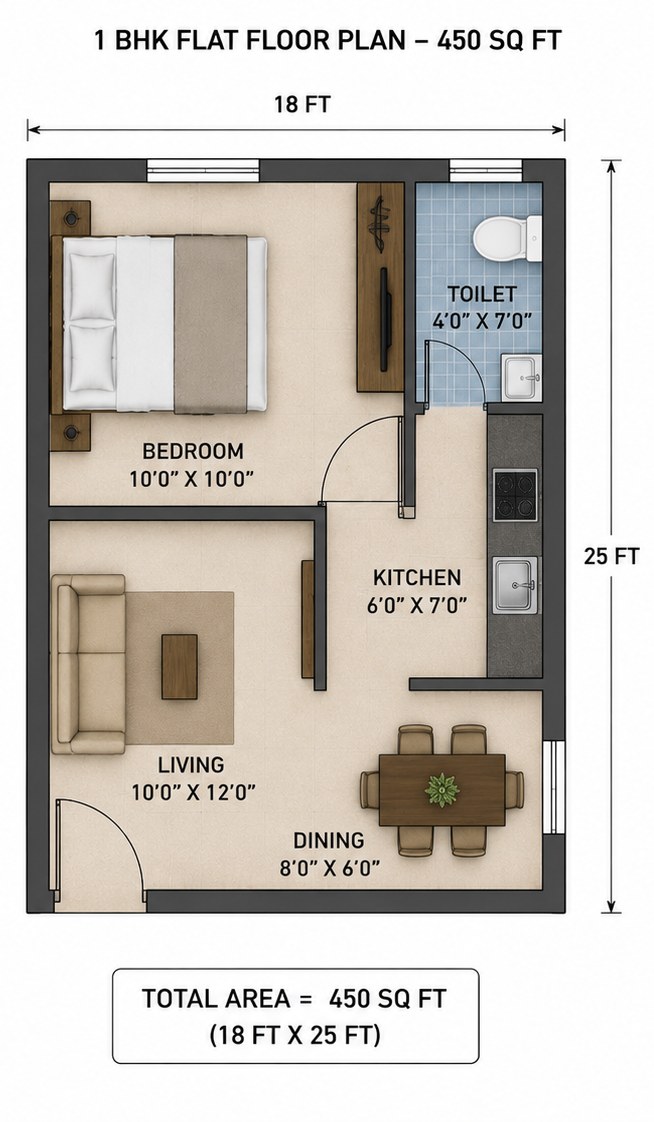 1BHK Floor Plan