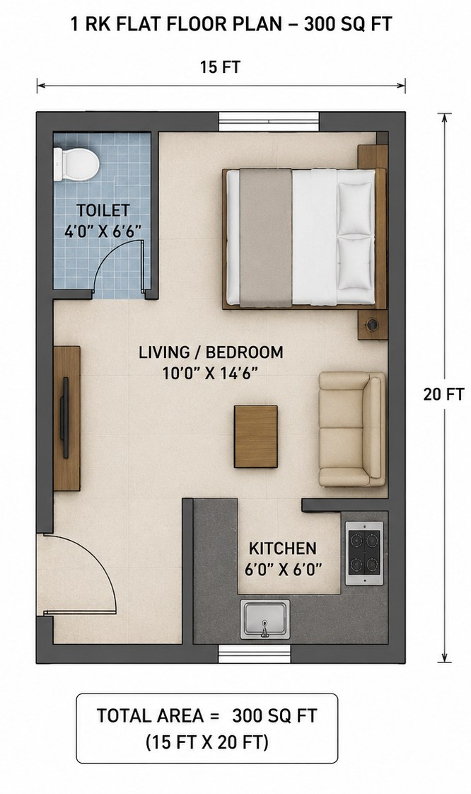 1RK Floor Plan